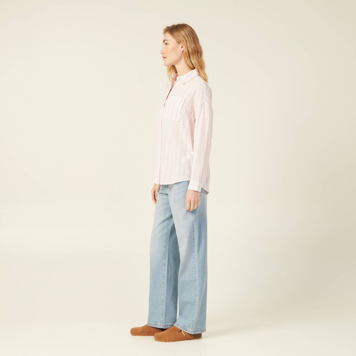 Chemise éco-responsable rose clair femme