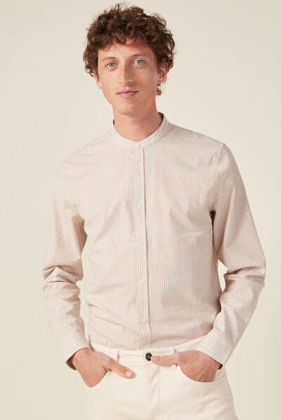 Chemise manches longues beige homme
