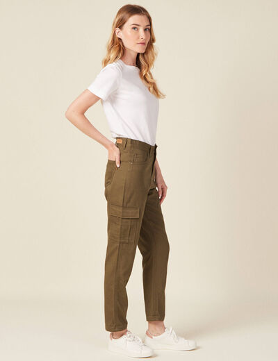 Pantalon cargo vert kaki femme