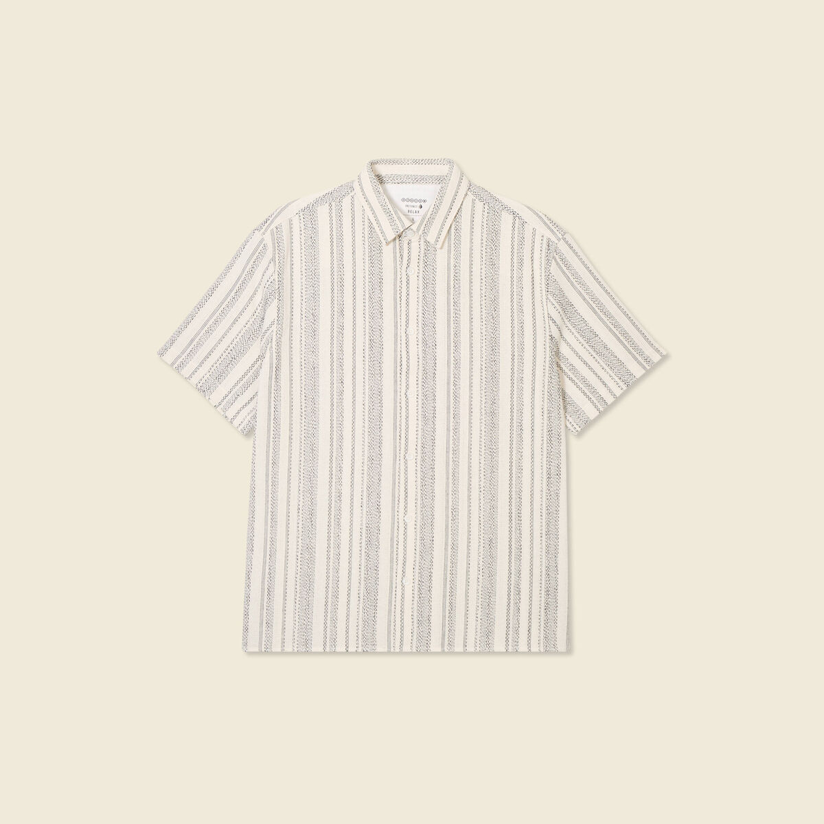 Chemise col classique manches courtes ecru homme