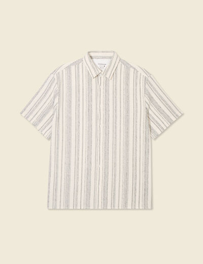 Chemise col classique manches courtes ecru homme