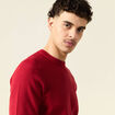 Pull fin col rond manches longues rouge fonc&eacute; homme