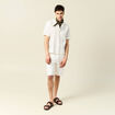 Chemise manches courtes brod&eacute;e ecru homme