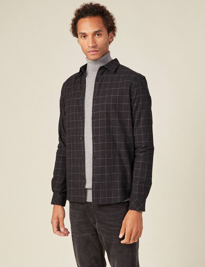 Chemise manches longues gris foncé homme