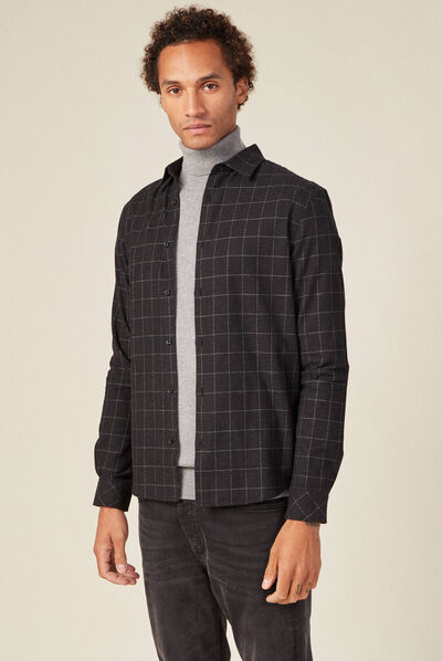 Chemise manches longues gris foncé homme