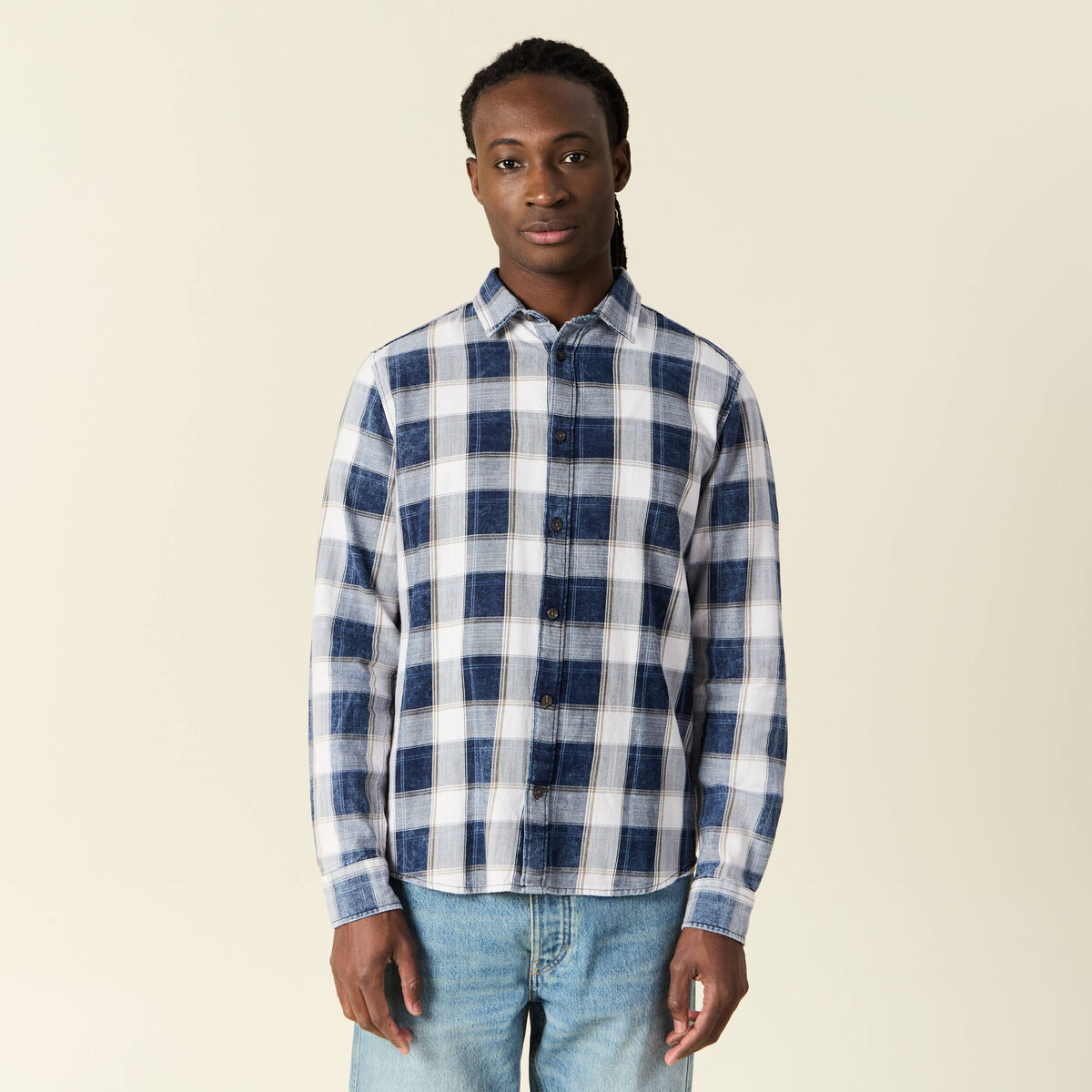 Chemise manches longues ecru homme