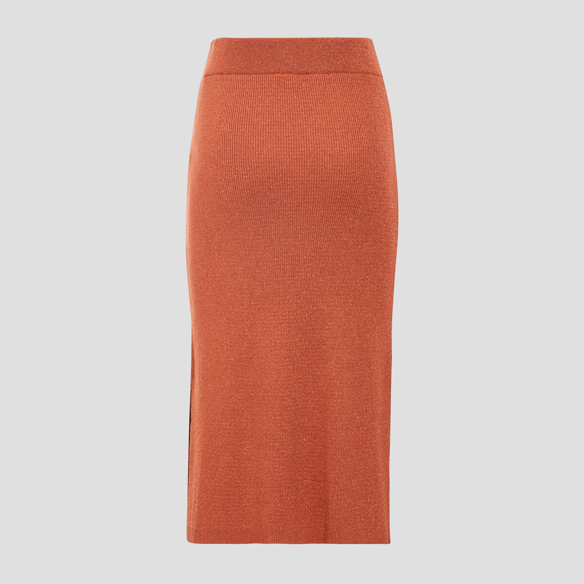 Jupe longue ajustée en tricot orange foncé femme