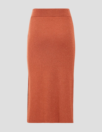Jupe longue ajustée en tricot orange foncé femme