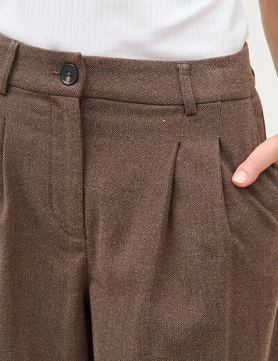 Pantalon large taille standard marron fonc&eacute; femme