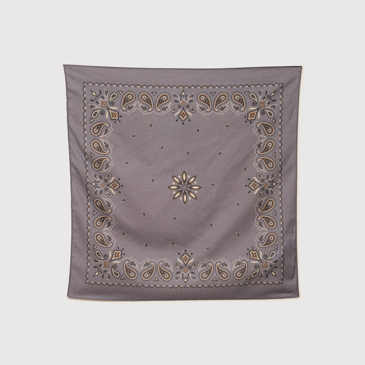 Foulard bandana en coton gris fonc&eacute; homme