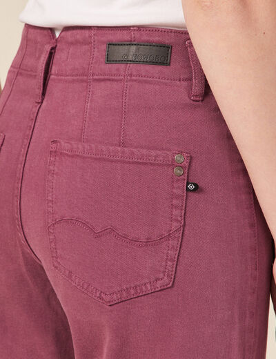 Pantalon flare taille haute rose framboise femme