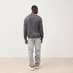 Sweat col rond manches longues en coton gris fonc&eacute; homme