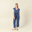 Combinaison salopette manches courtes bleu femme