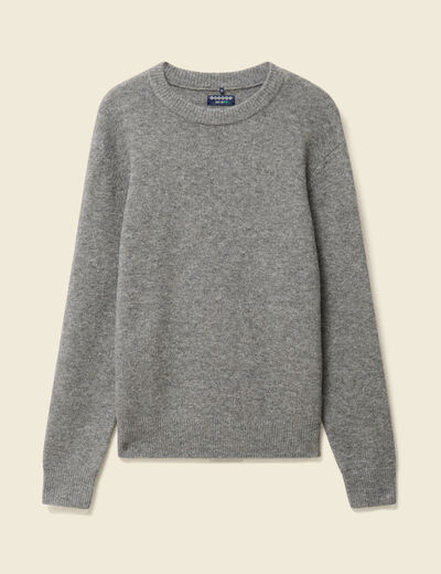 Pull manches longues col rond gris homme