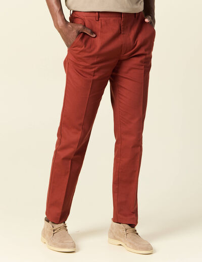 Pantalon chino marron cognac homme