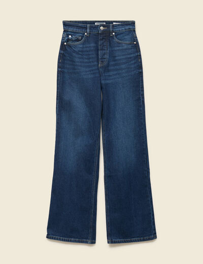 Jeans large taille haute denim brut femme