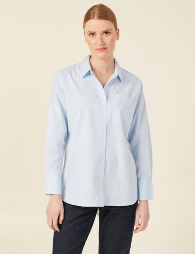 Chemise manches longues bleu ciel femme