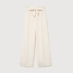 Pantalon loose avec ceinture creme femme