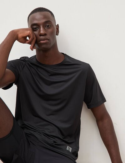 T-shirt col rond manches courtes noir homme