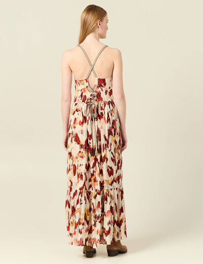 Robe longue évasée fluide sable femme