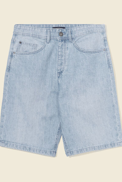 Bermuda large 5 poches denim bleach homme