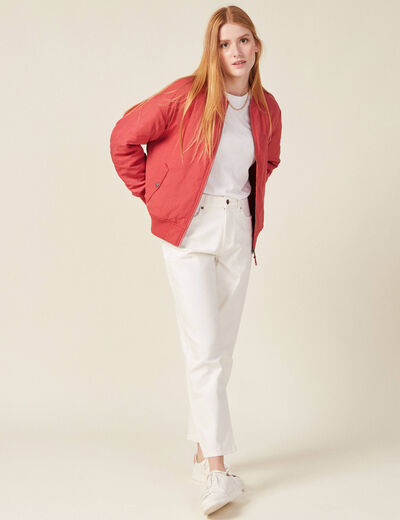Jeans straight 5 poches denim blanc femme