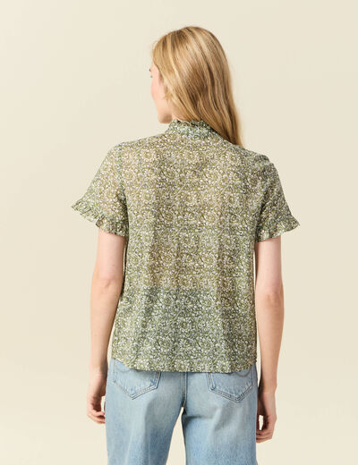 Chemise manches courtes vert kaki femme