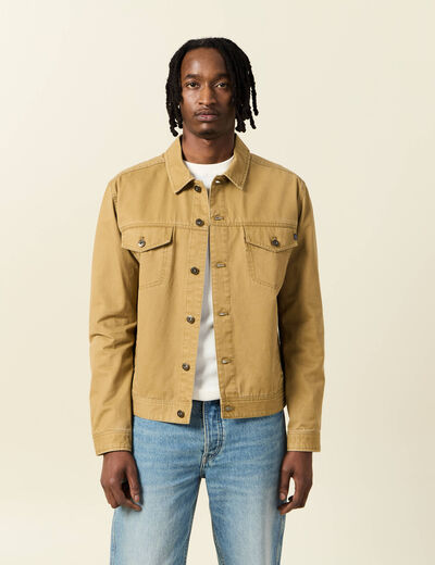 Blouson boutonné camel homme