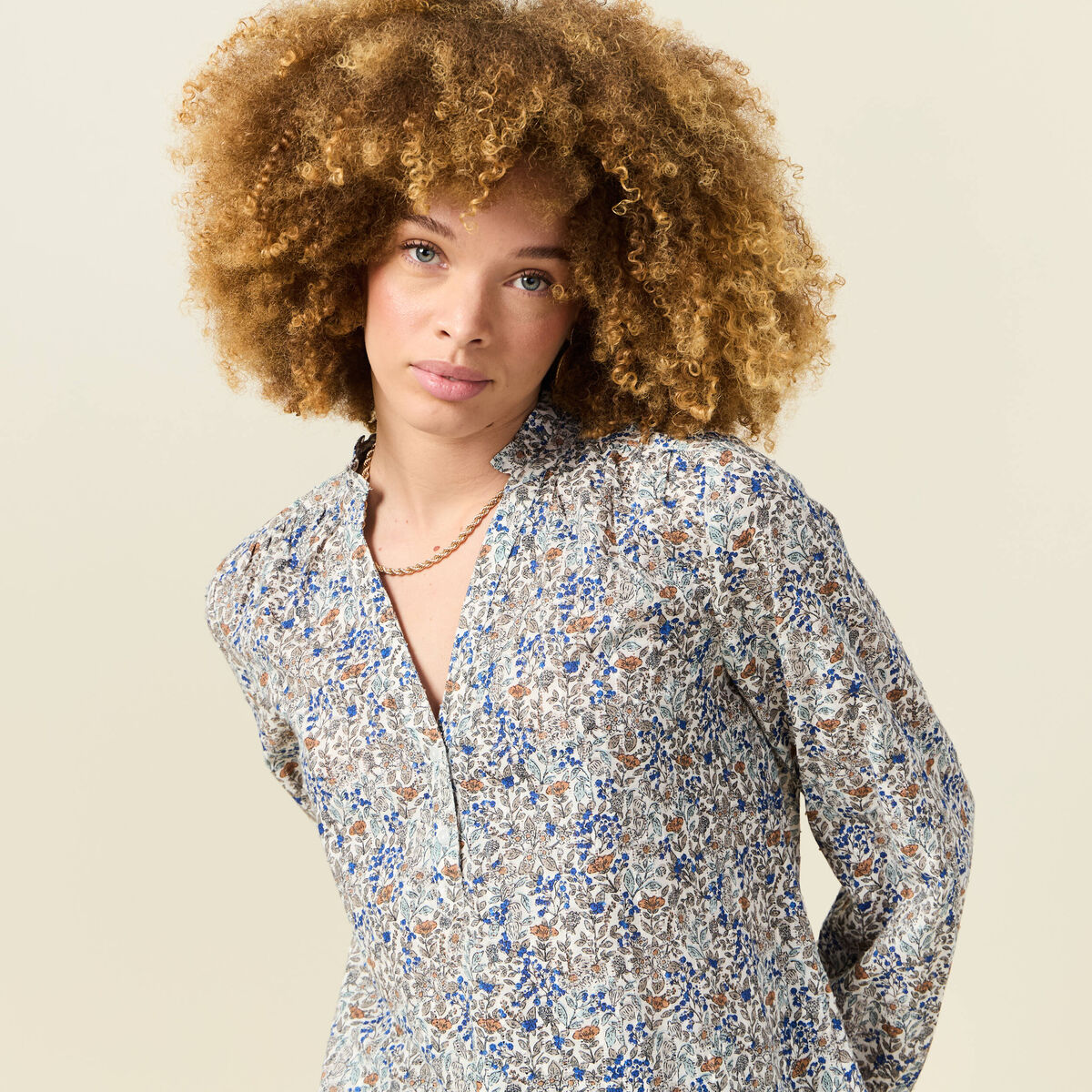 Blouse manches longues bleu clair femme