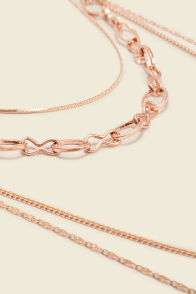 Collier à chaînes multirangs couleur or femme