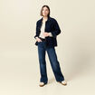 Pull manches longues col en V creme femme