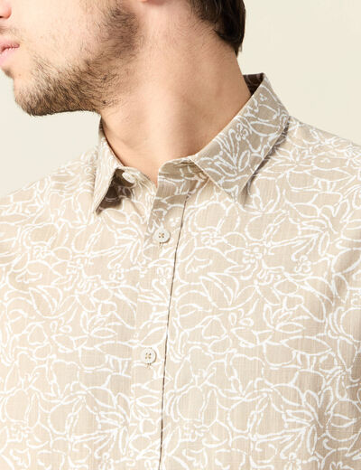 Chemise manches courtes beige homme
