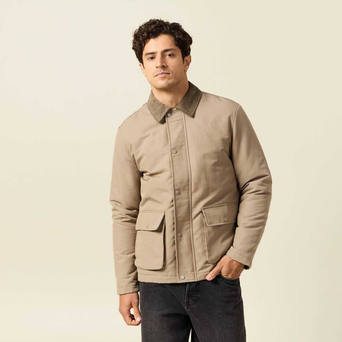 Veste droite mi-longue d&eacute;perlante sable homme