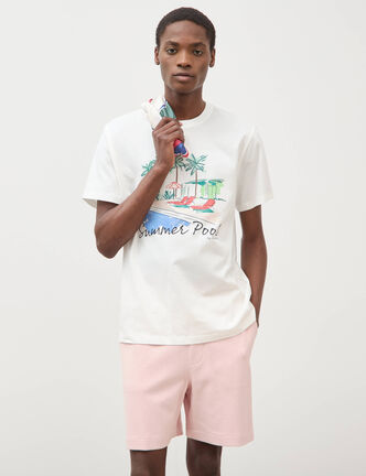 Bermuda rose poudr&eacute;e homme