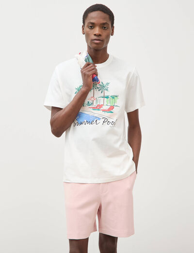 Bermuda rose poudr&eacute;e homme