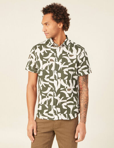 Chemise manches courtes vert kaki homme