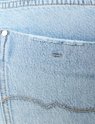Jeans straight taille haute 7/8ème denim baby bleu femme