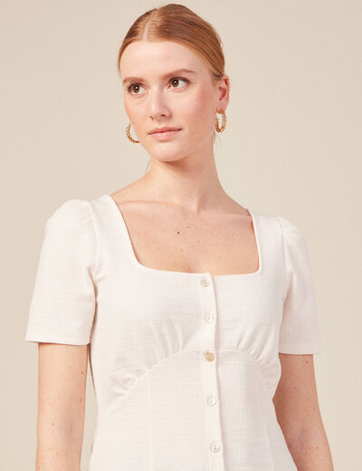 T-shirt manches courtes ecru femme