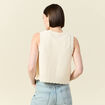Gilet droit court sans manches creme femme