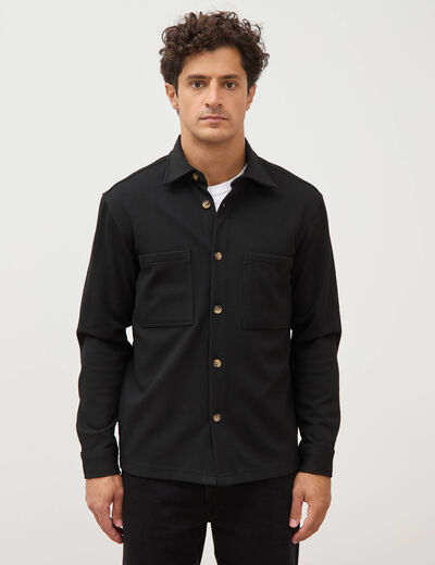 Surchemise droite col am&eacute;ricain noir homme