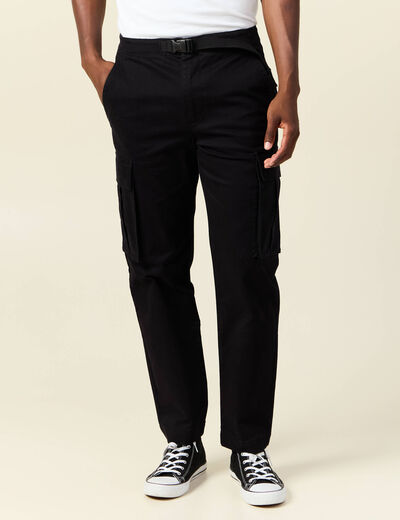 Pantalon cargo poches côtés noir homme