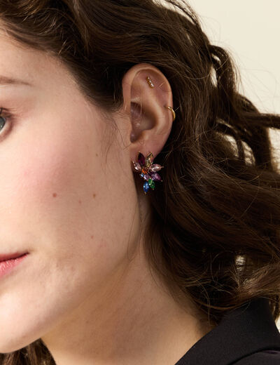 Boucles d'oreilles clous multicolore femme