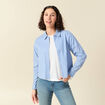 Chemise droite courte en coton bleu clair femme