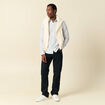 Chemise droite courte en coton gris fonc&eacute; homme