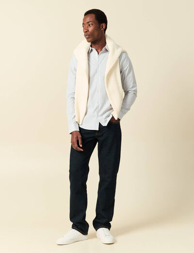 Chemise droite courte en coton gris fonc&eacute; homme