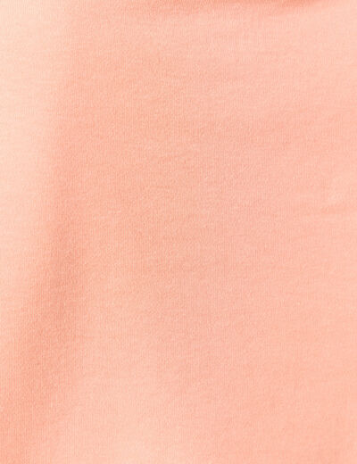 T-shirt cintr&eacute; col rond manches courtes rose corail femme
