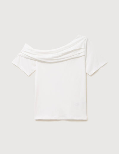T-shirt ajust&eacute; manches courtes ecru femme