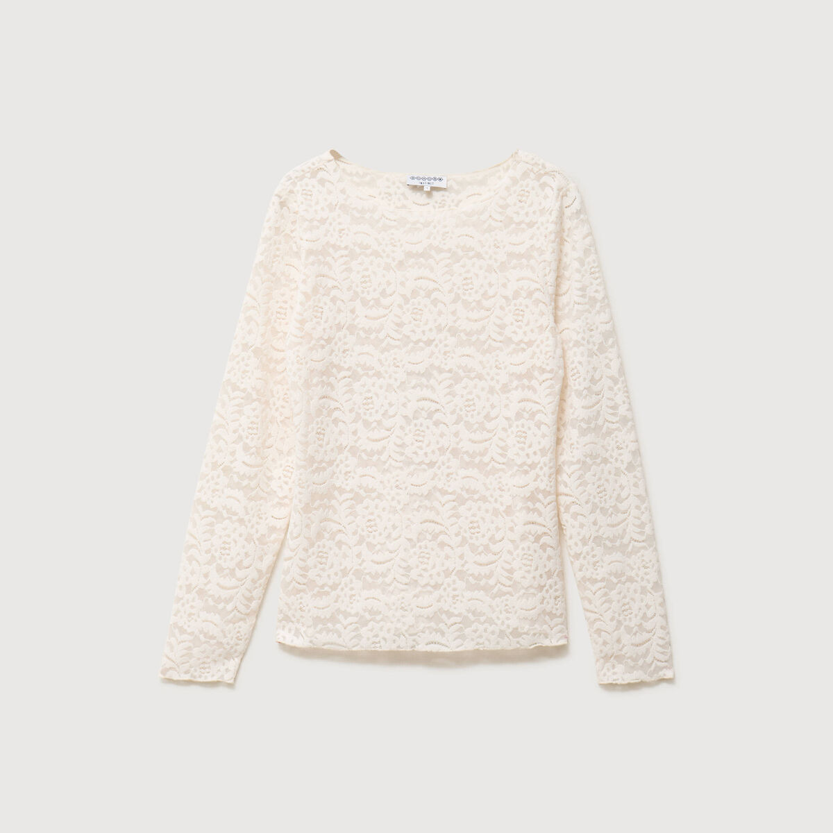 Blouse droite col bateau dentelle ivoire femme