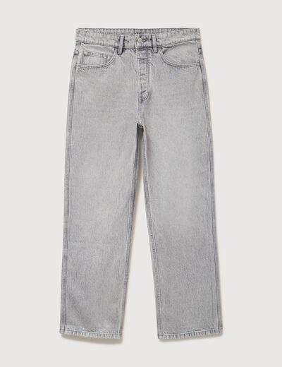 Jeans loose longueur 34 en coton denim gris clair homme