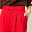 Pantalon large taille standard rouge femme